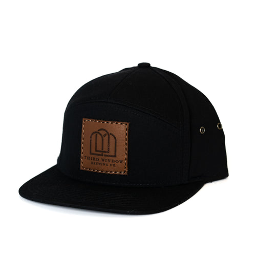 Black hat with leather stiched patch